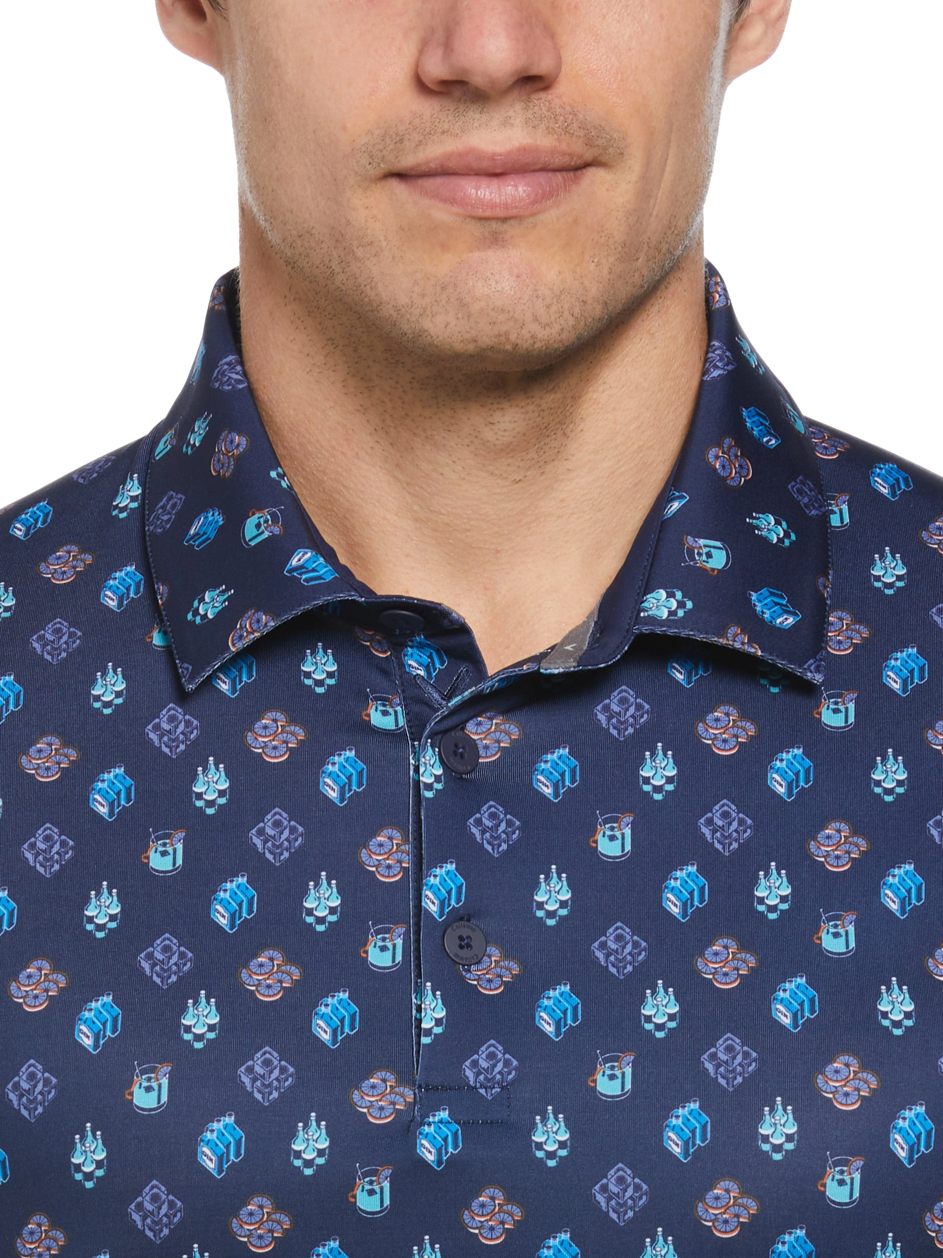Mens Negroni Print Golf Polo - Image 3