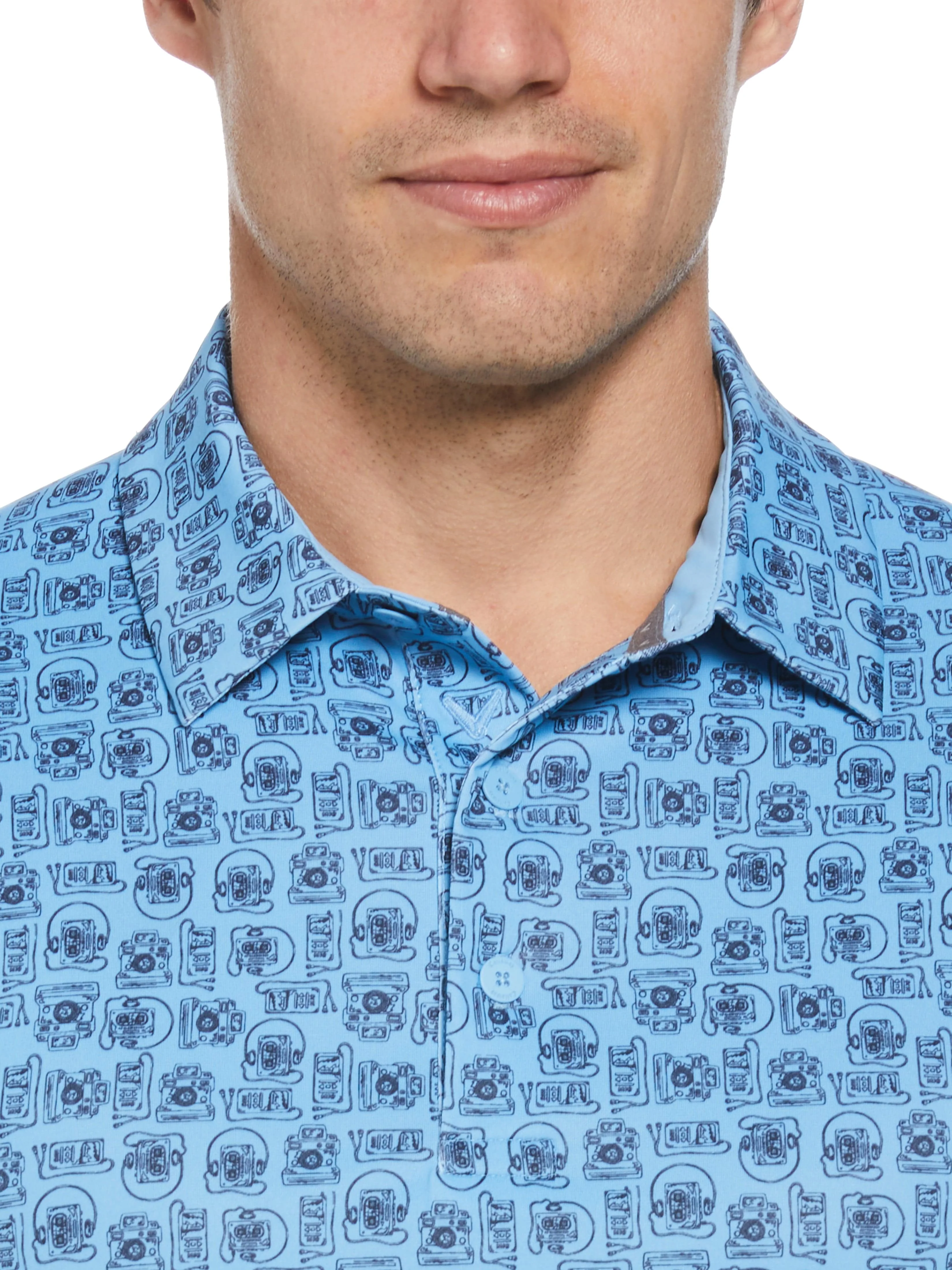 Mens Retro Tech Ombre Print Golf Polo - Image 3