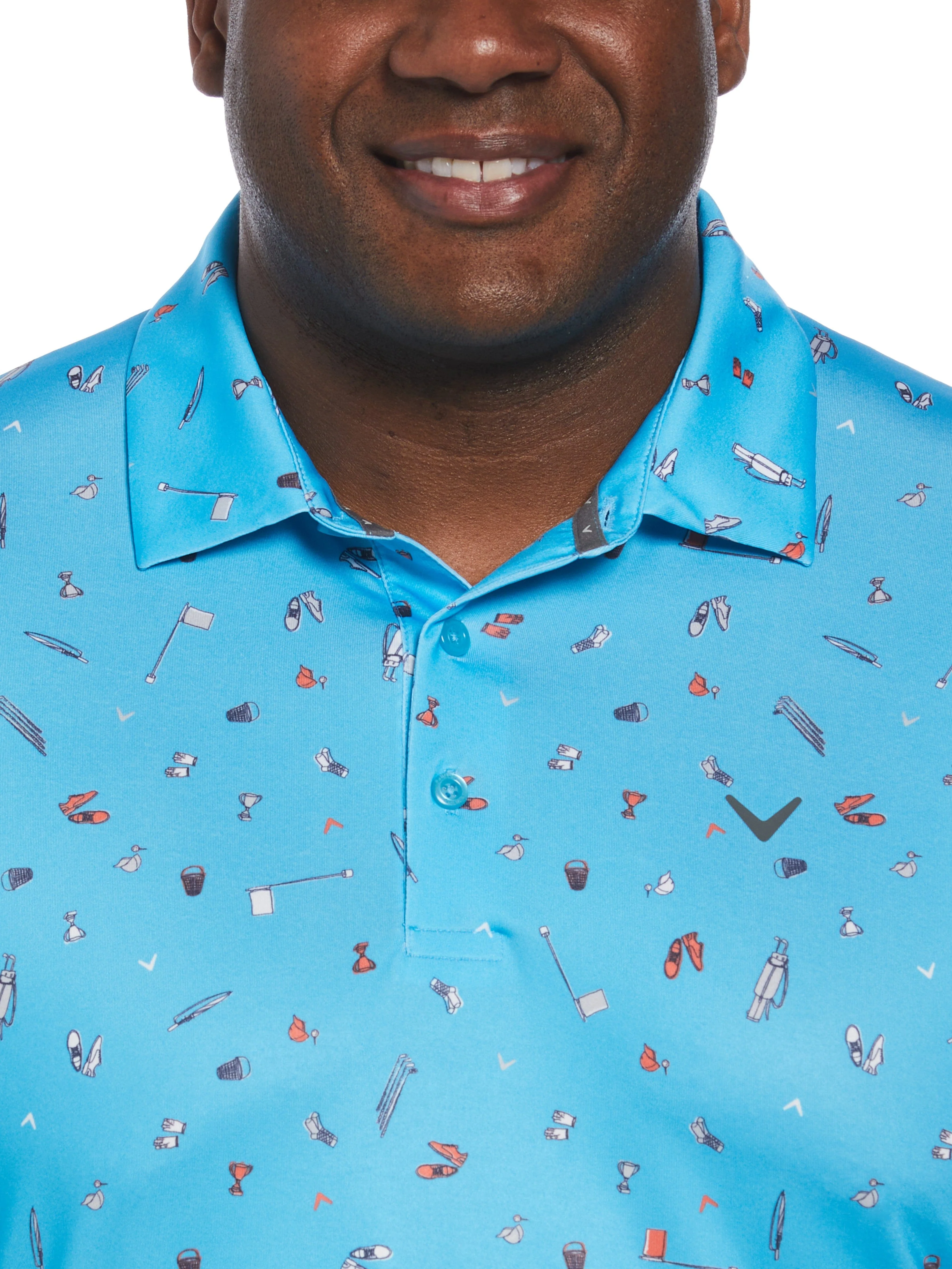 Big & Tall Short Sleeve All Over Tee Time Print Polo - Image 3