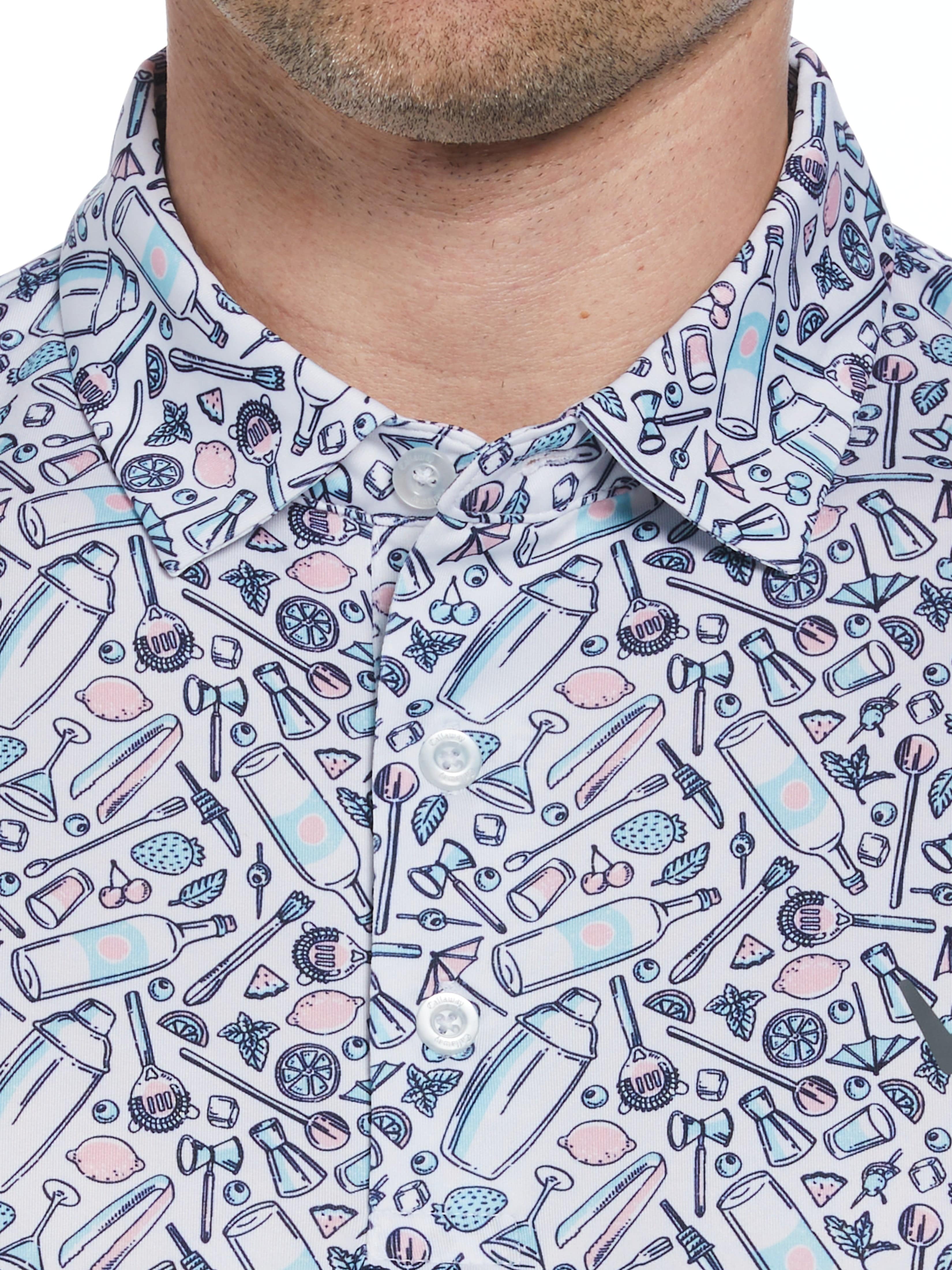 Big & Tall Tropical Cocktail Print Short Sleeve Golf Polo - Image 3
